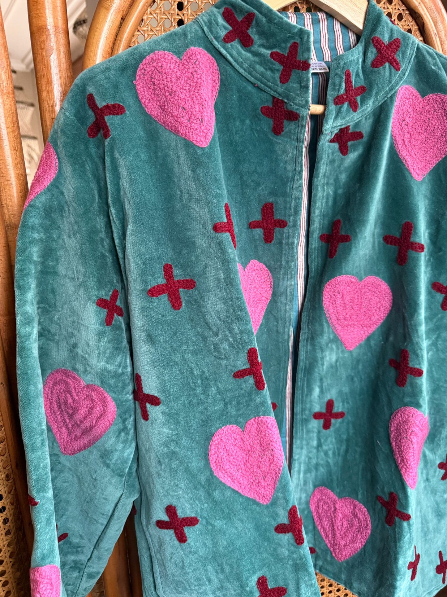 Velvet Indian Jacket Luxury Handcrafted Velvet Jacket hearts