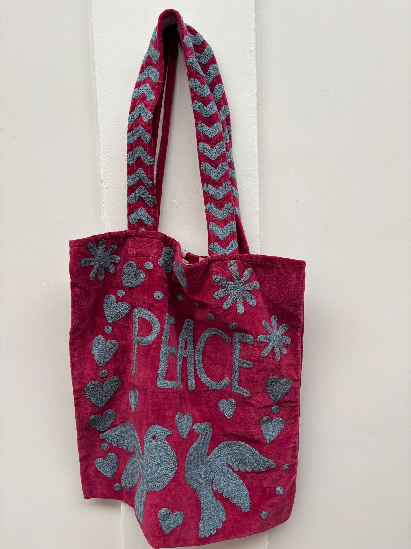 Set of 5 Velvet Indian Bags Love & peace