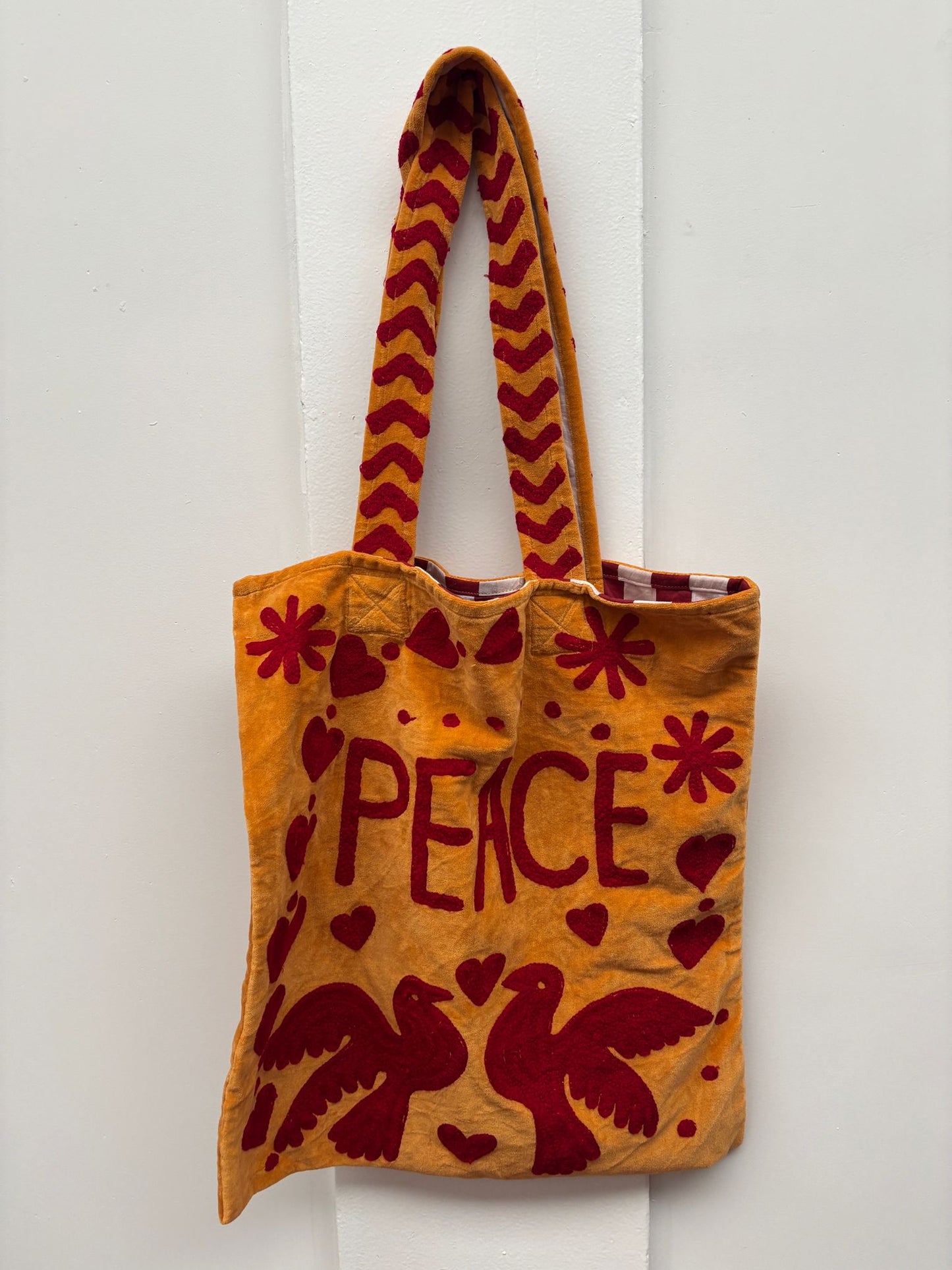 Set of 5 Velvet Indian Bags Love & peace