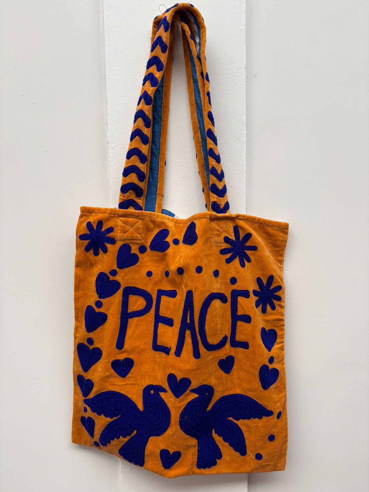 Set of 5 Velvet Indian Bags Love & peace