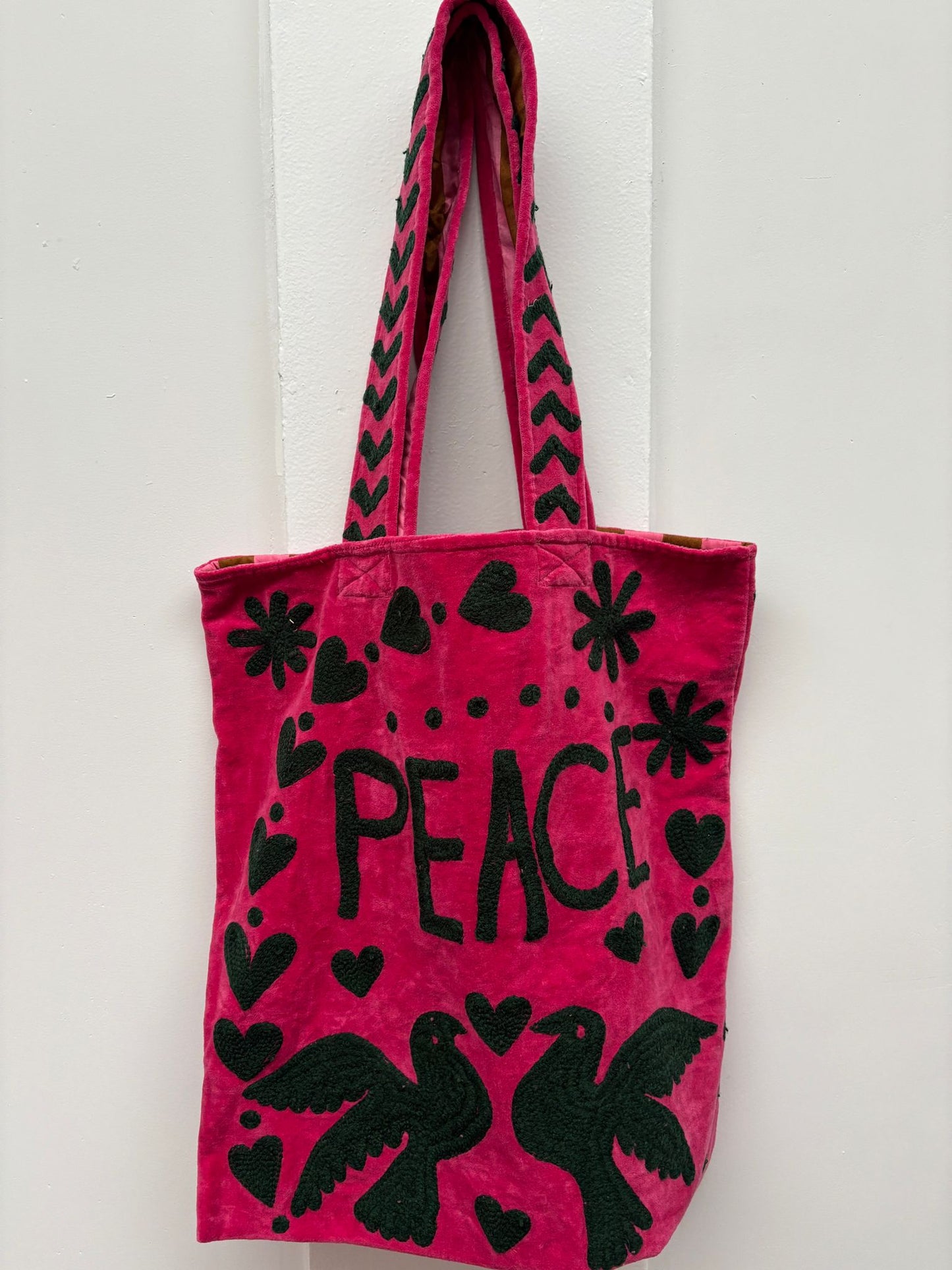 Set of 5 Velvet Indian Bags Love & peace