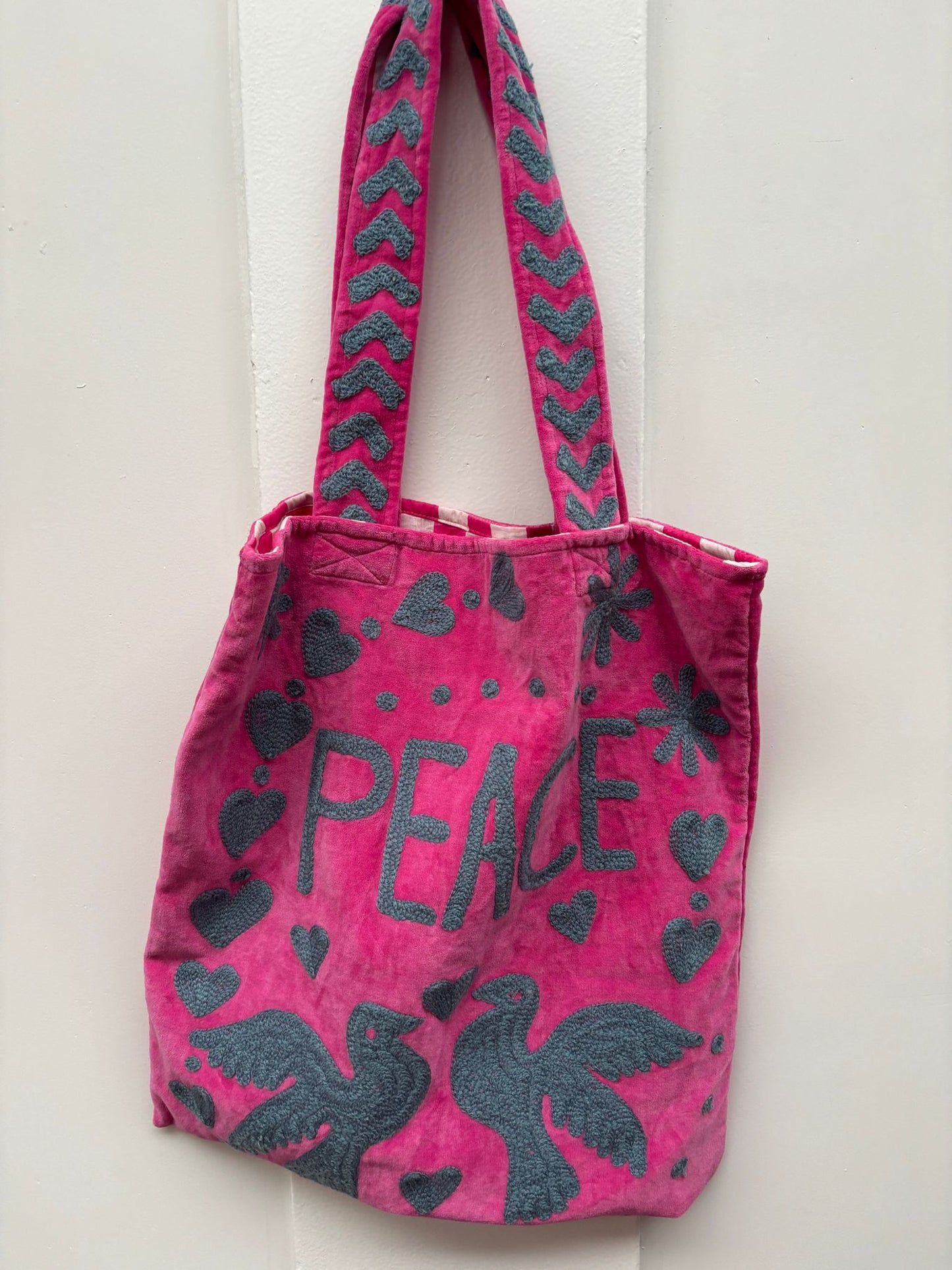 Set of 5 Velvet Indian Bags Love & peace
