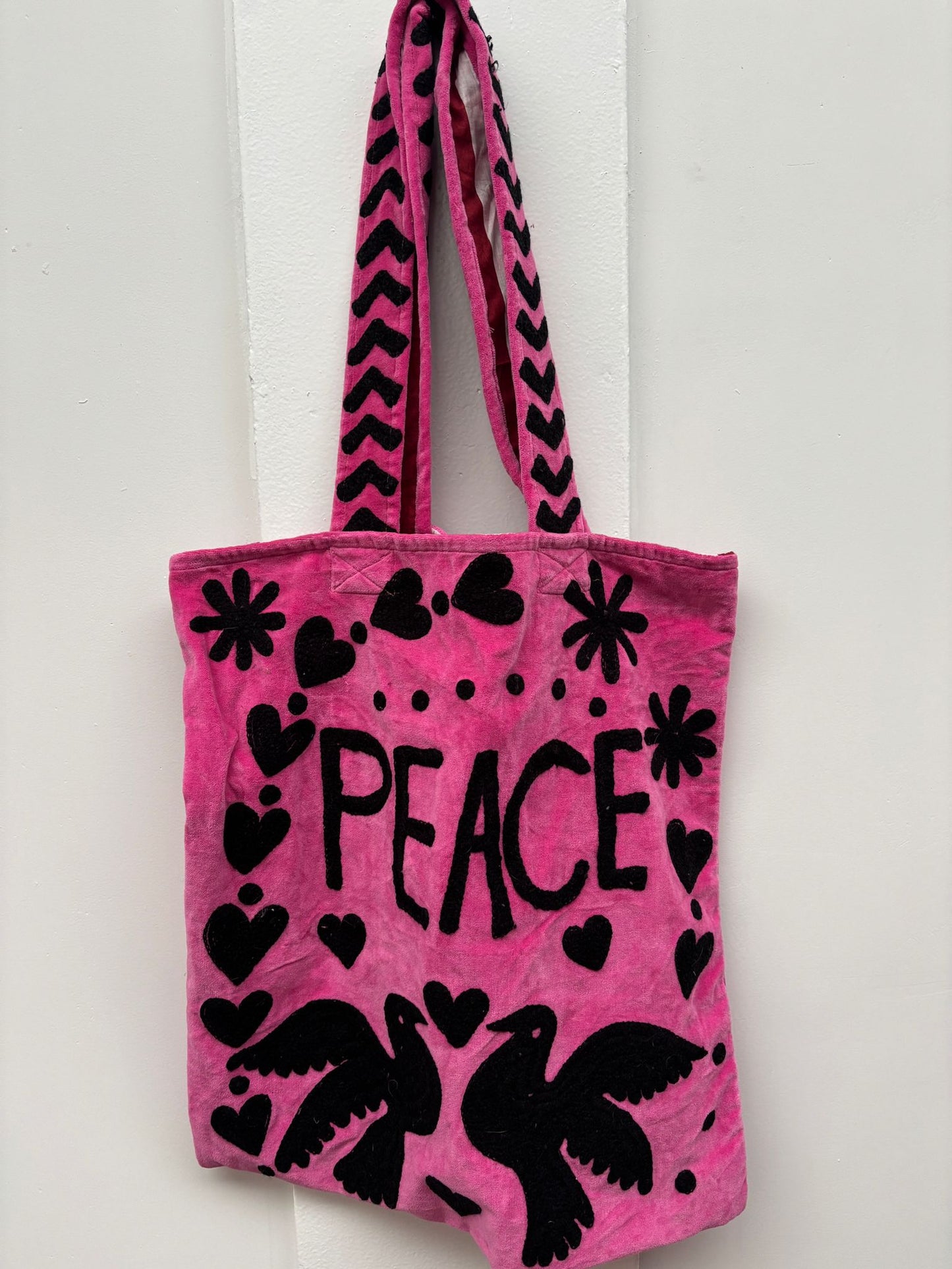 Set of 5 Velvet Indian Bags Love & peace