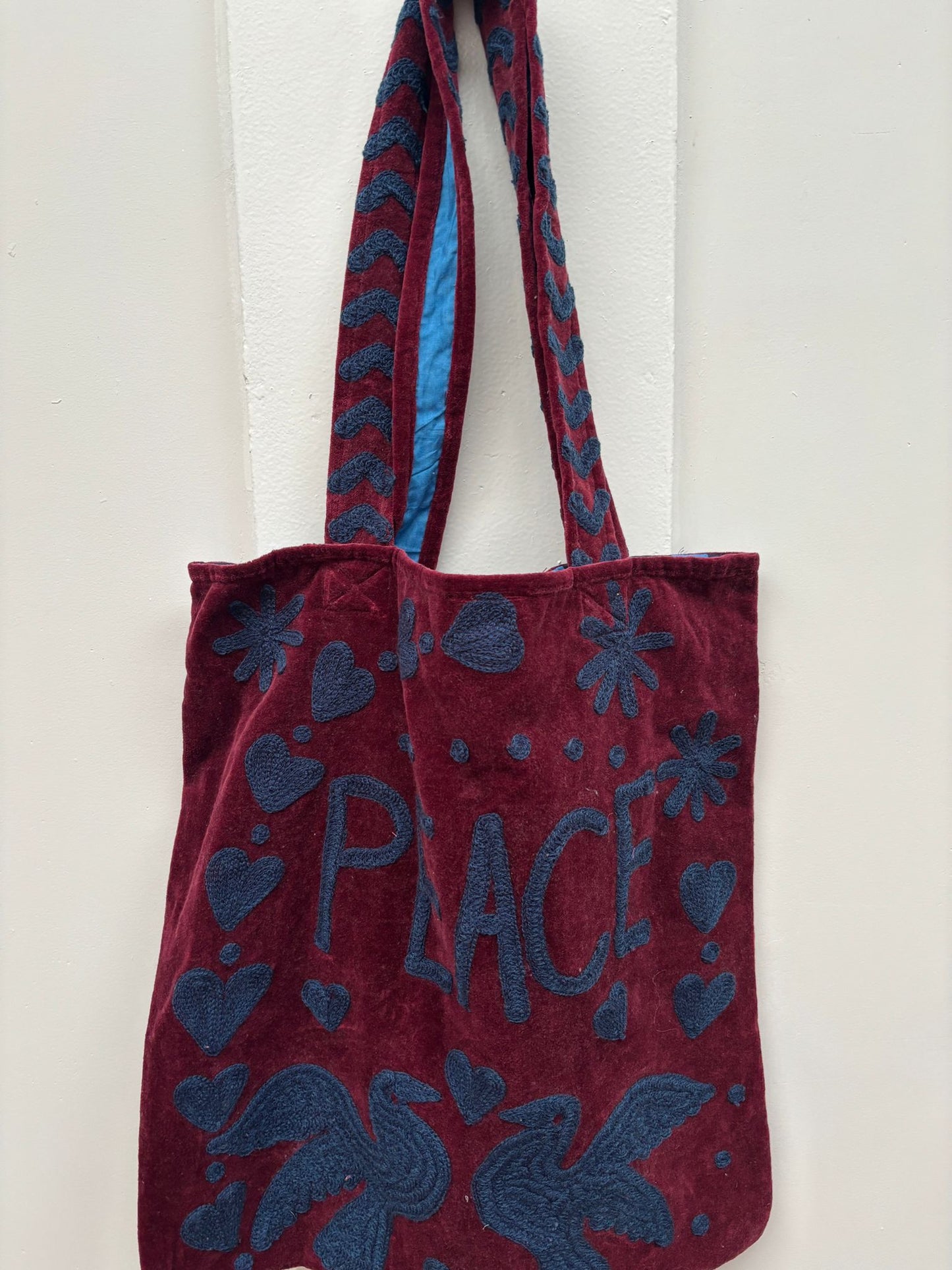 Set of 5 Velvet Indian Bags Love & peace