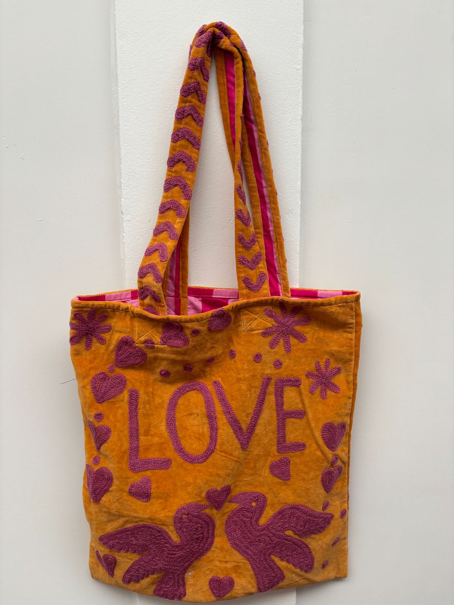 Set of 5 Velvet Indian Bags Love & peace