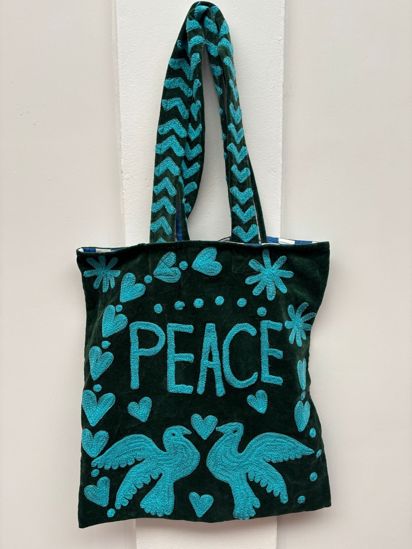 Set of 5 Velvet Indian Bags Love & peace