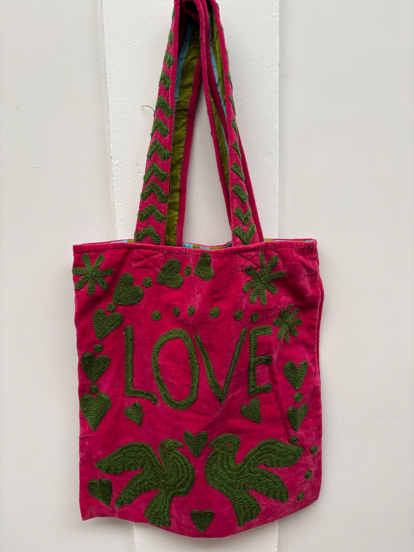 Set of 5 Velvet Indian Bags Love & peace