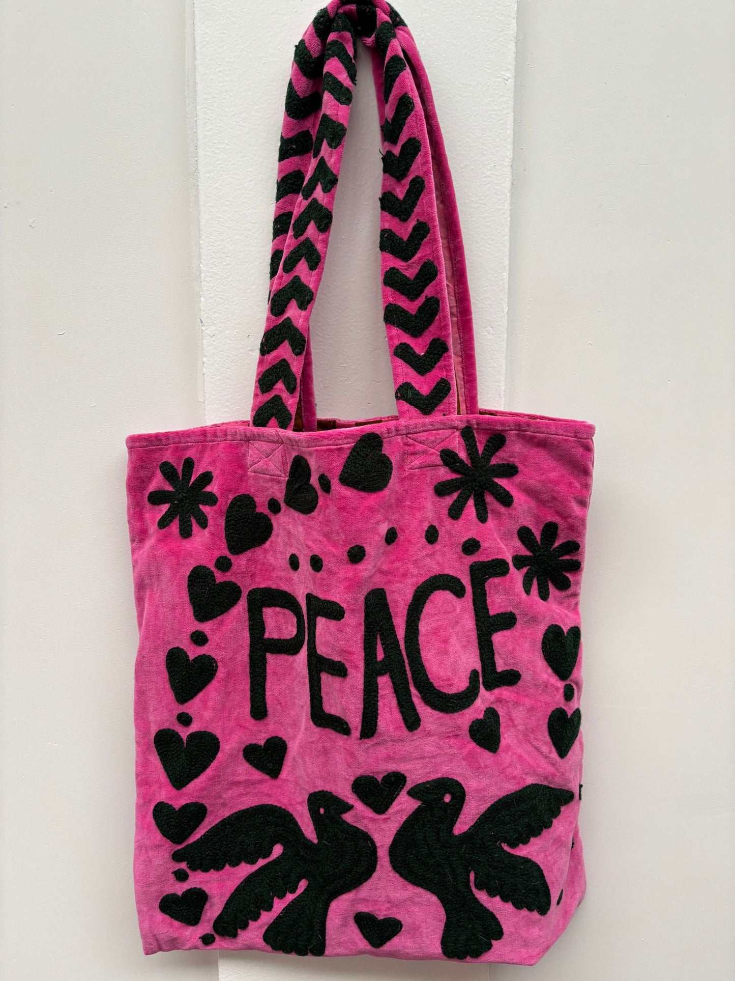 Set of 5 Velvet Indian Bags Love & peace