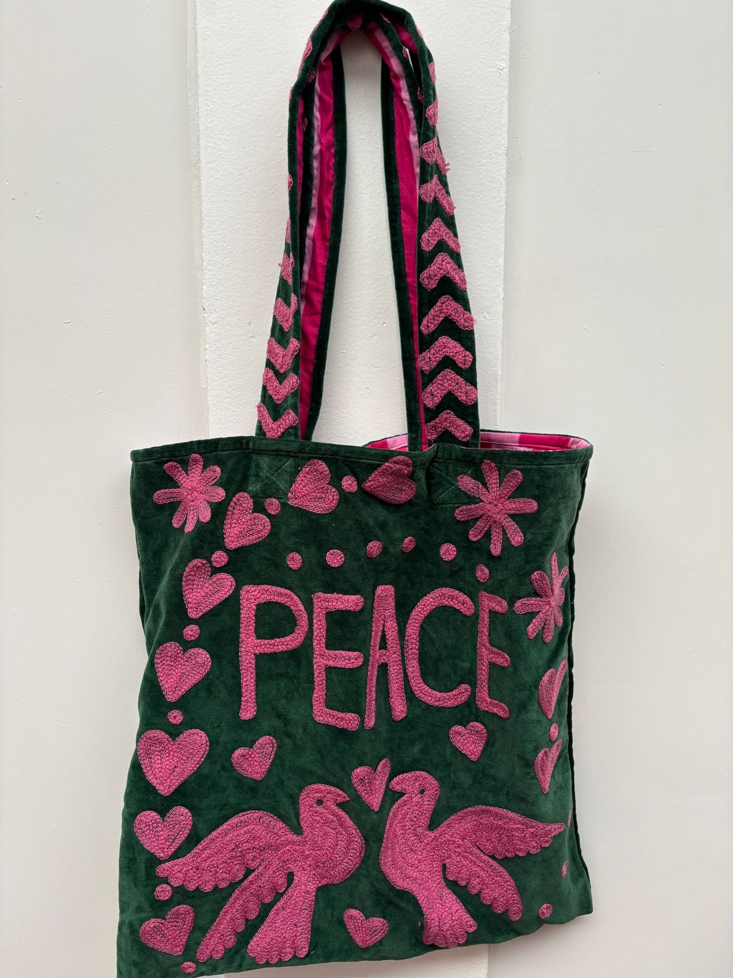 Set of 5 Velvet Indian Bags Love & peace