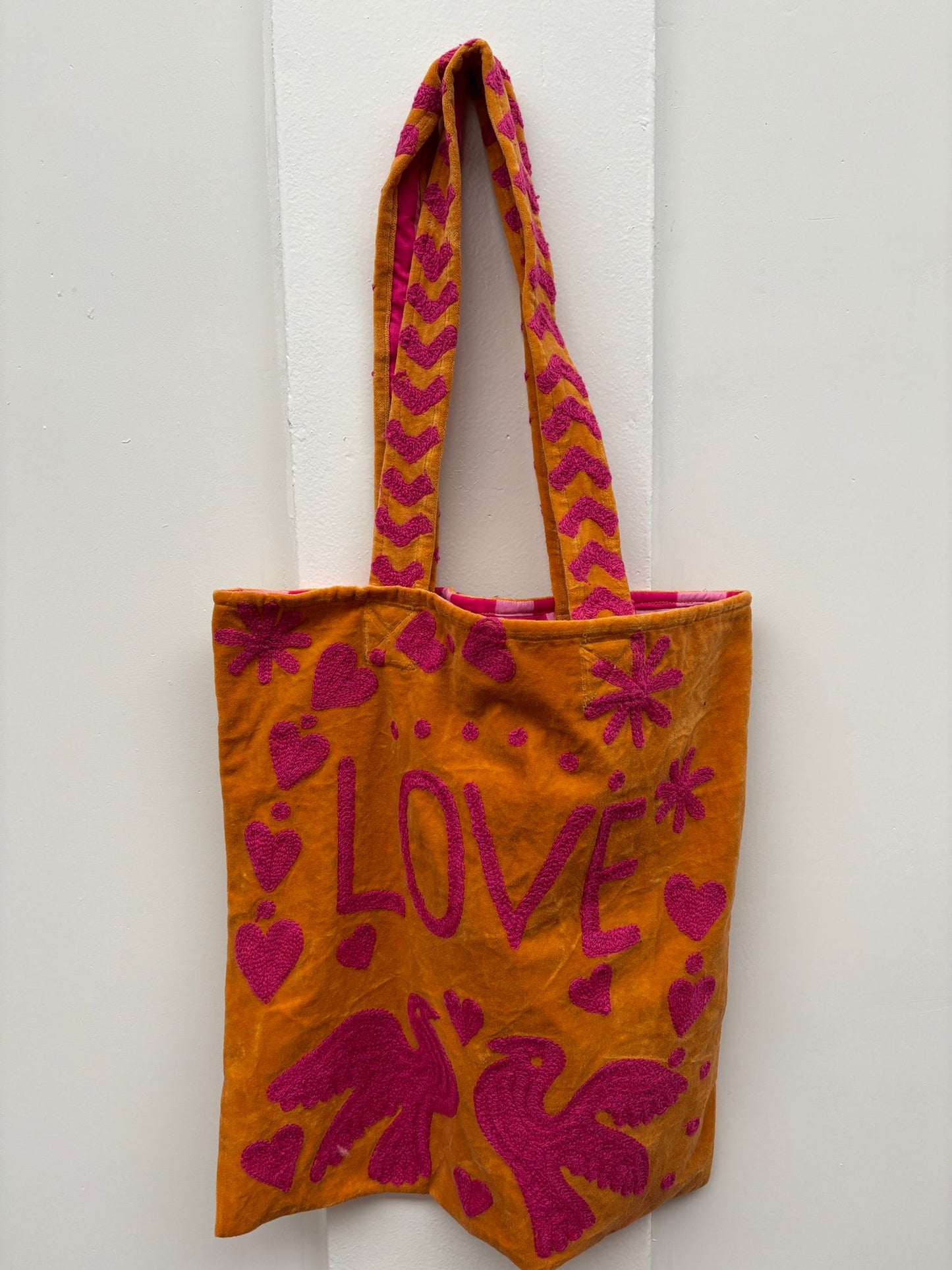 Set of 5 Velvet Indian Bags Love & peace