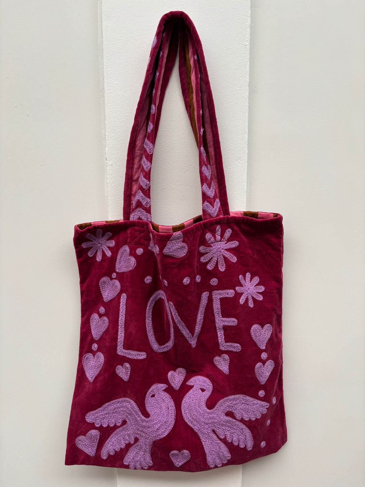 Set of 5 Velvet Indian Bags Love & peace