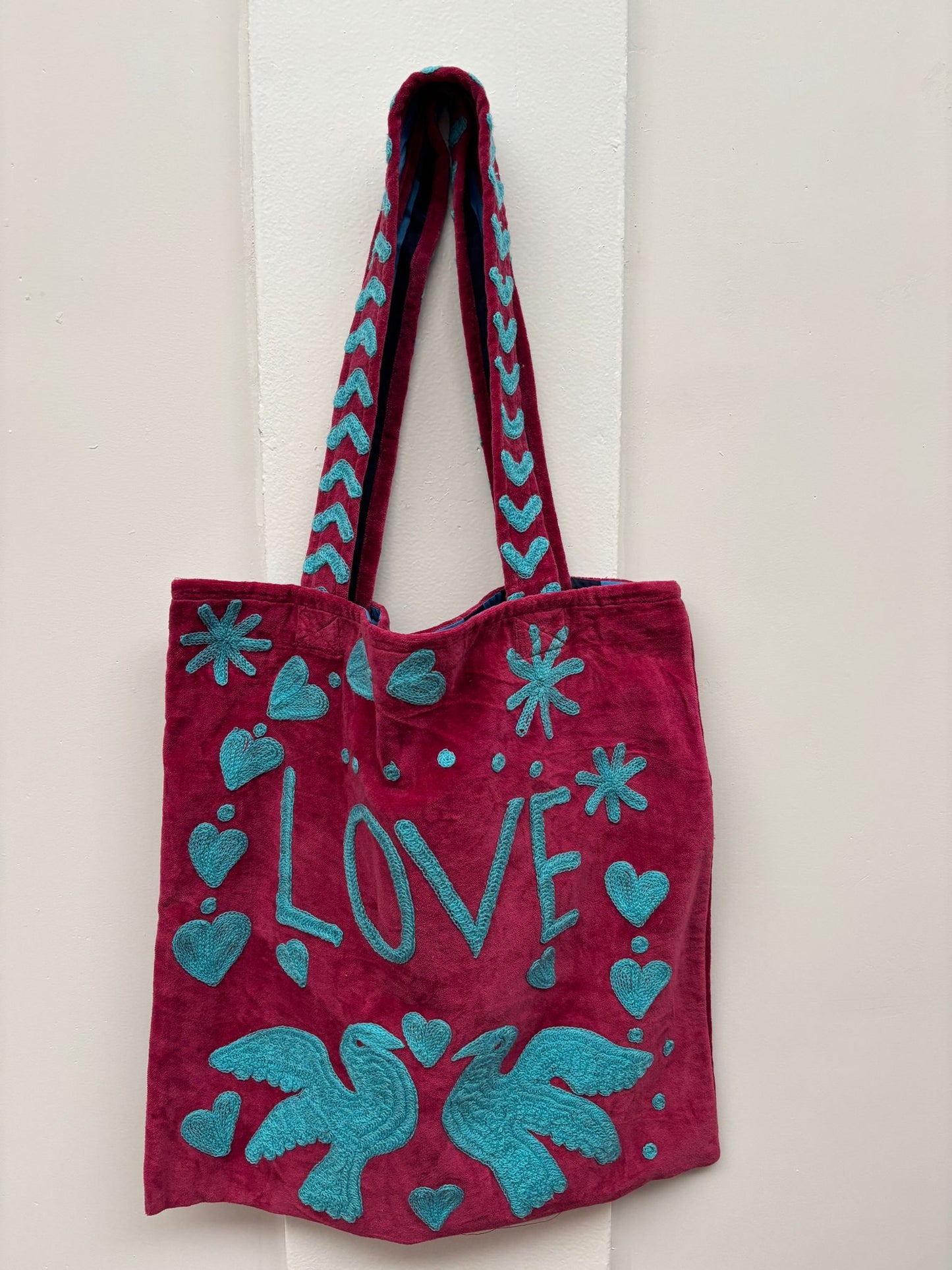 Set of 5 Velvet Indian Bags Love & peace