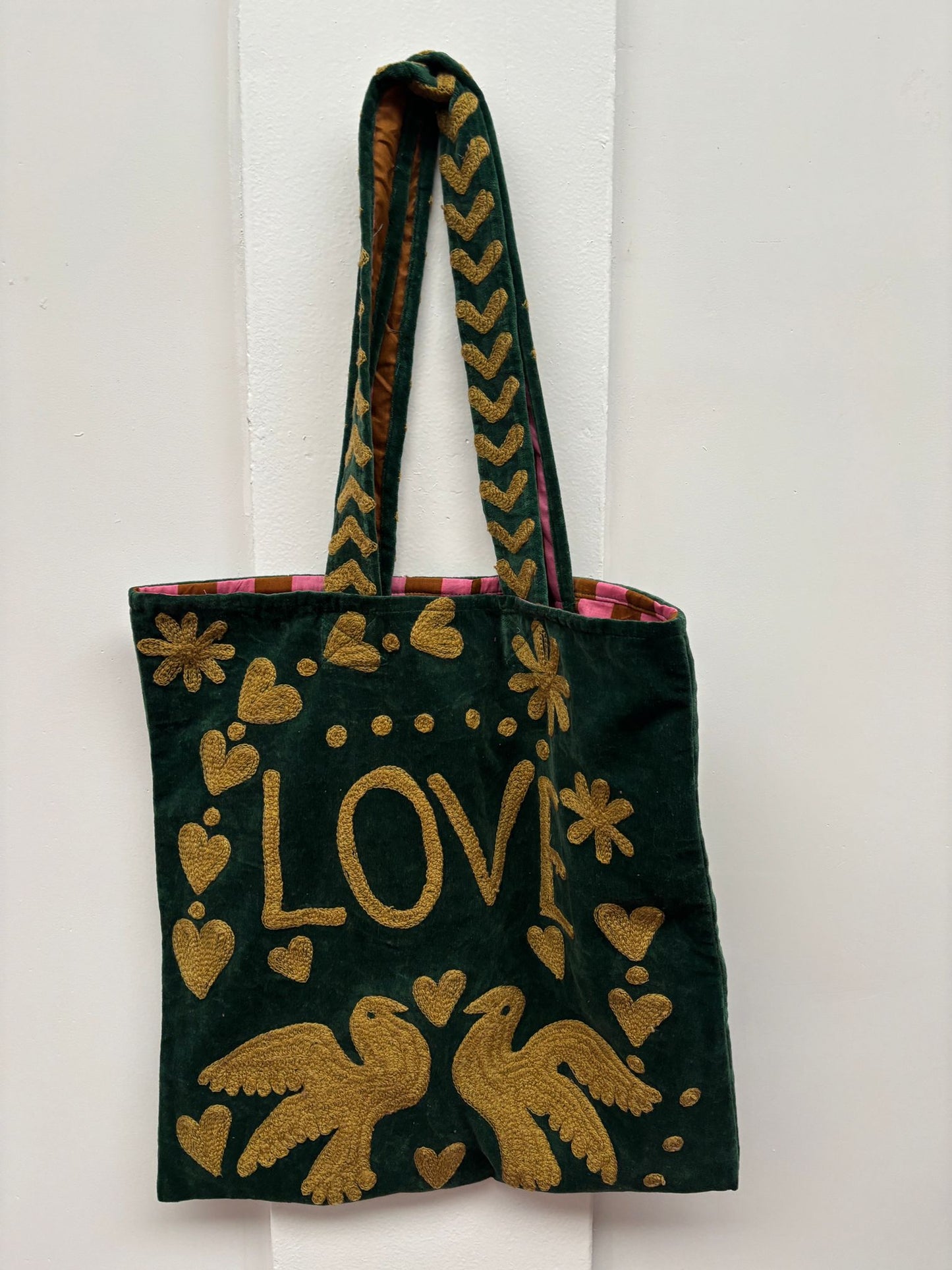 Set of 5 Velvet Indian Bags Love & peace