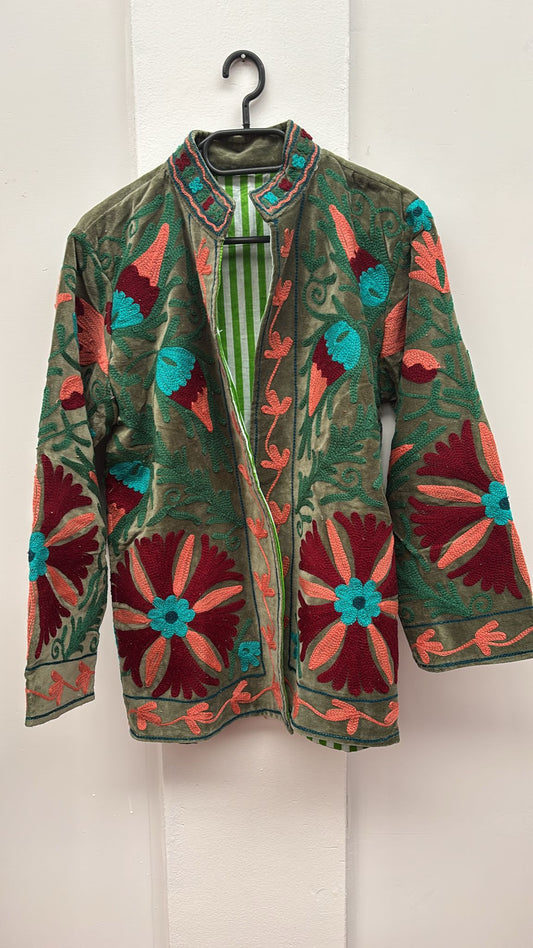 Velvet Indian Jacket  Luxury Handcrafted Velvet Jacket EXTRA LONG