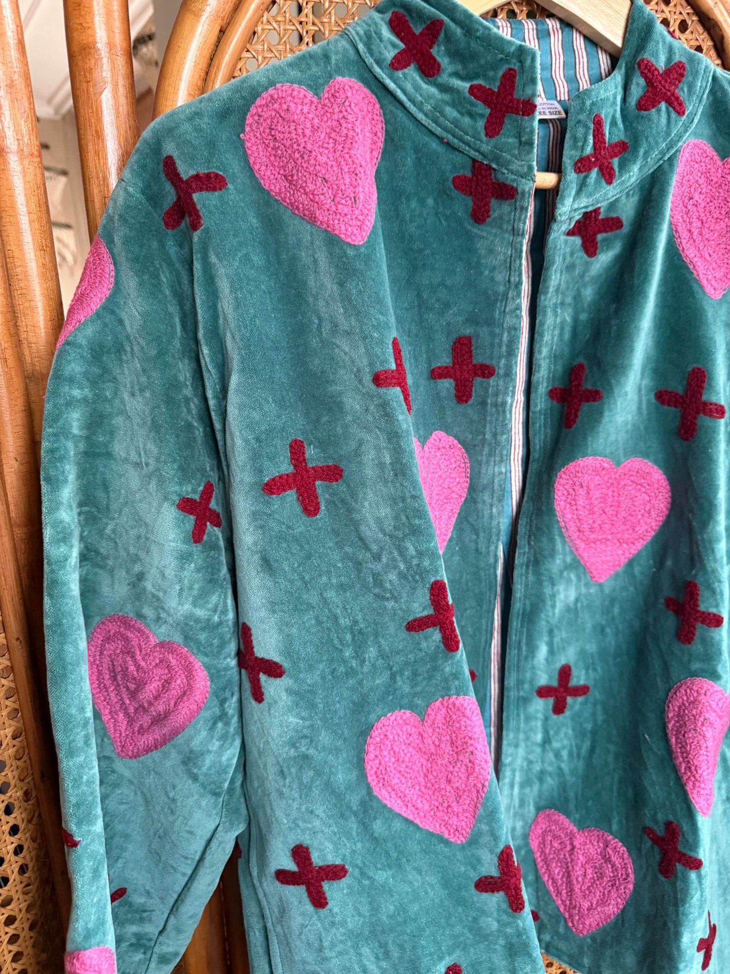 Velvet Indian Jacket  Luxury Handcrafted Velvet Jacket hearts
