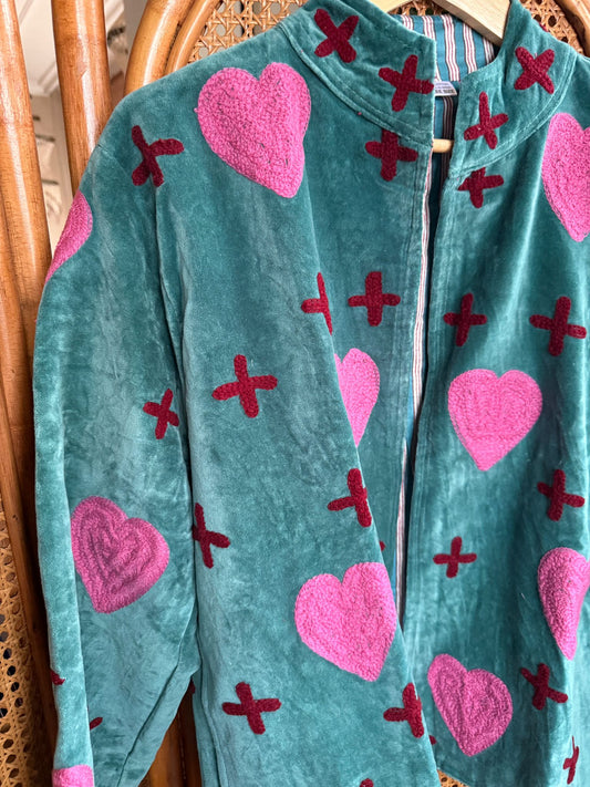 Velvet Indian Jacket  Luxury Handcrafted Velvet Jacket hearts