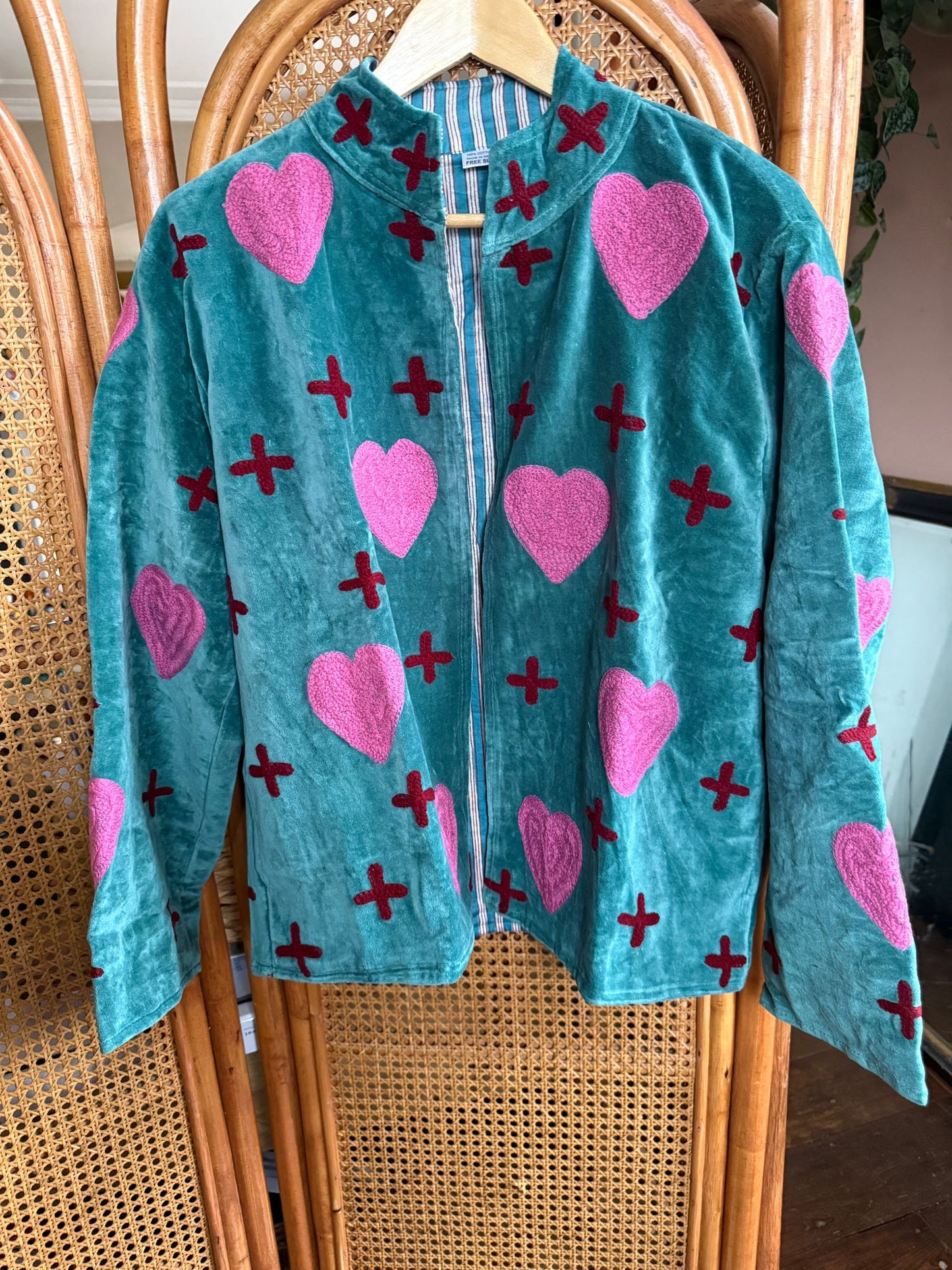 Velvet Indian Jacket  Luxury Handcrafted Velvet Jacket hearts