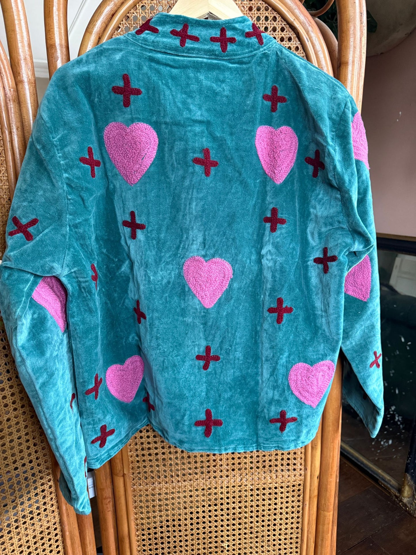 Velvet Indian Jacket  Luxury Handcrafted Velvet Jacket hearts