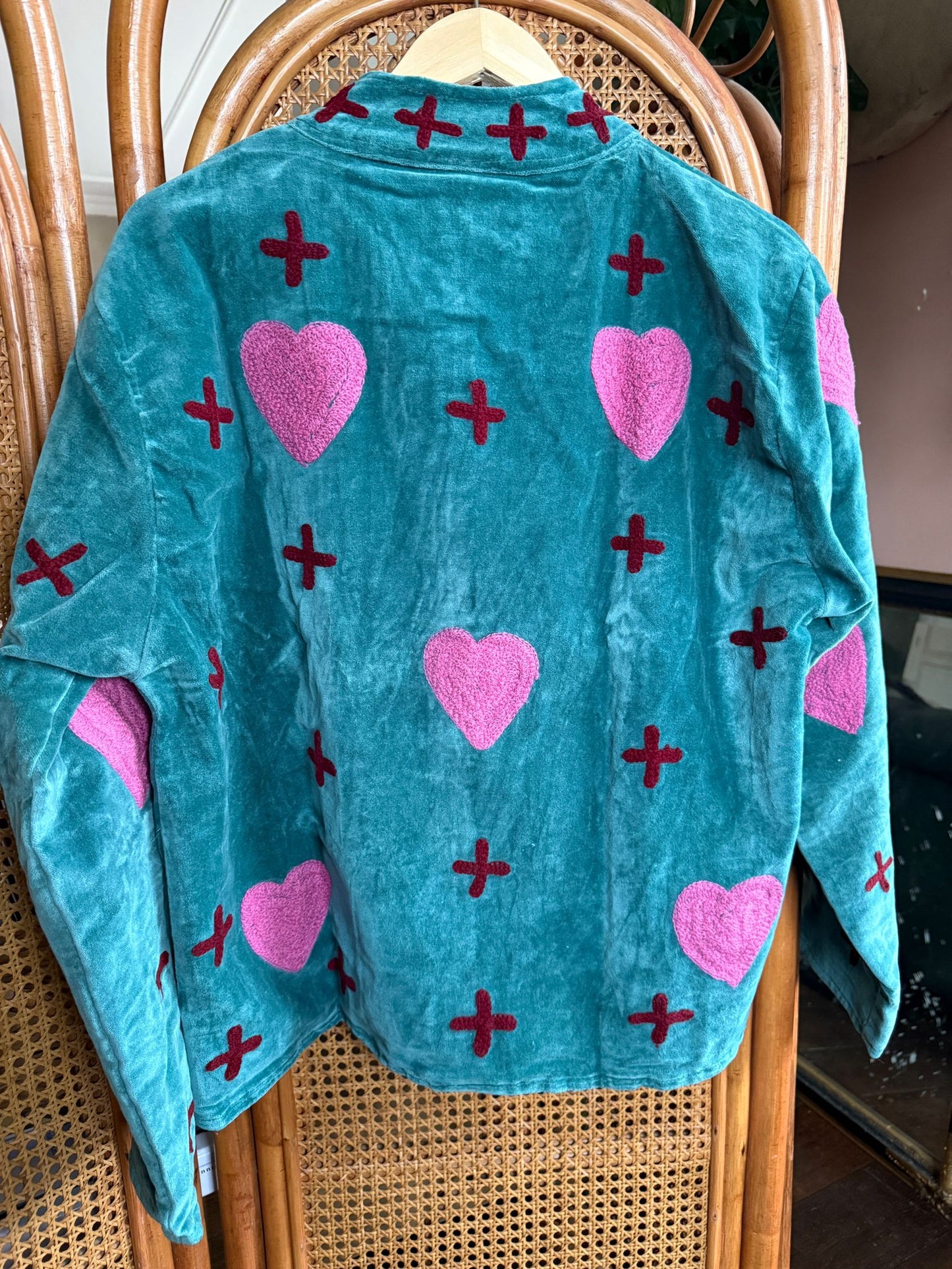 Velvet Indian Jacket  Luxury Handcrafted Velvet Jacket hearts