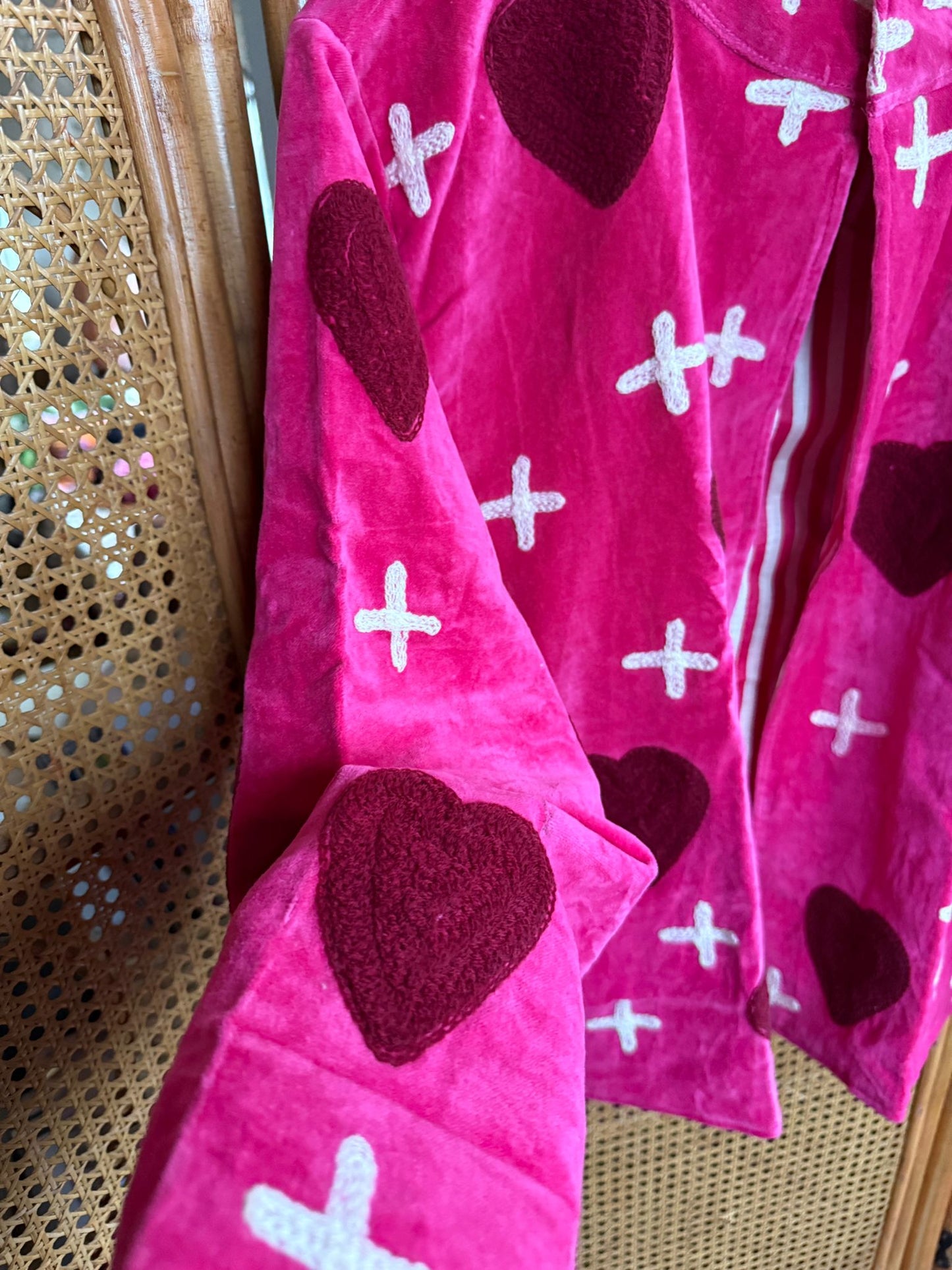 Velvet Indian Jacket  Luxury Handcrafted Velvet Jacket hearts