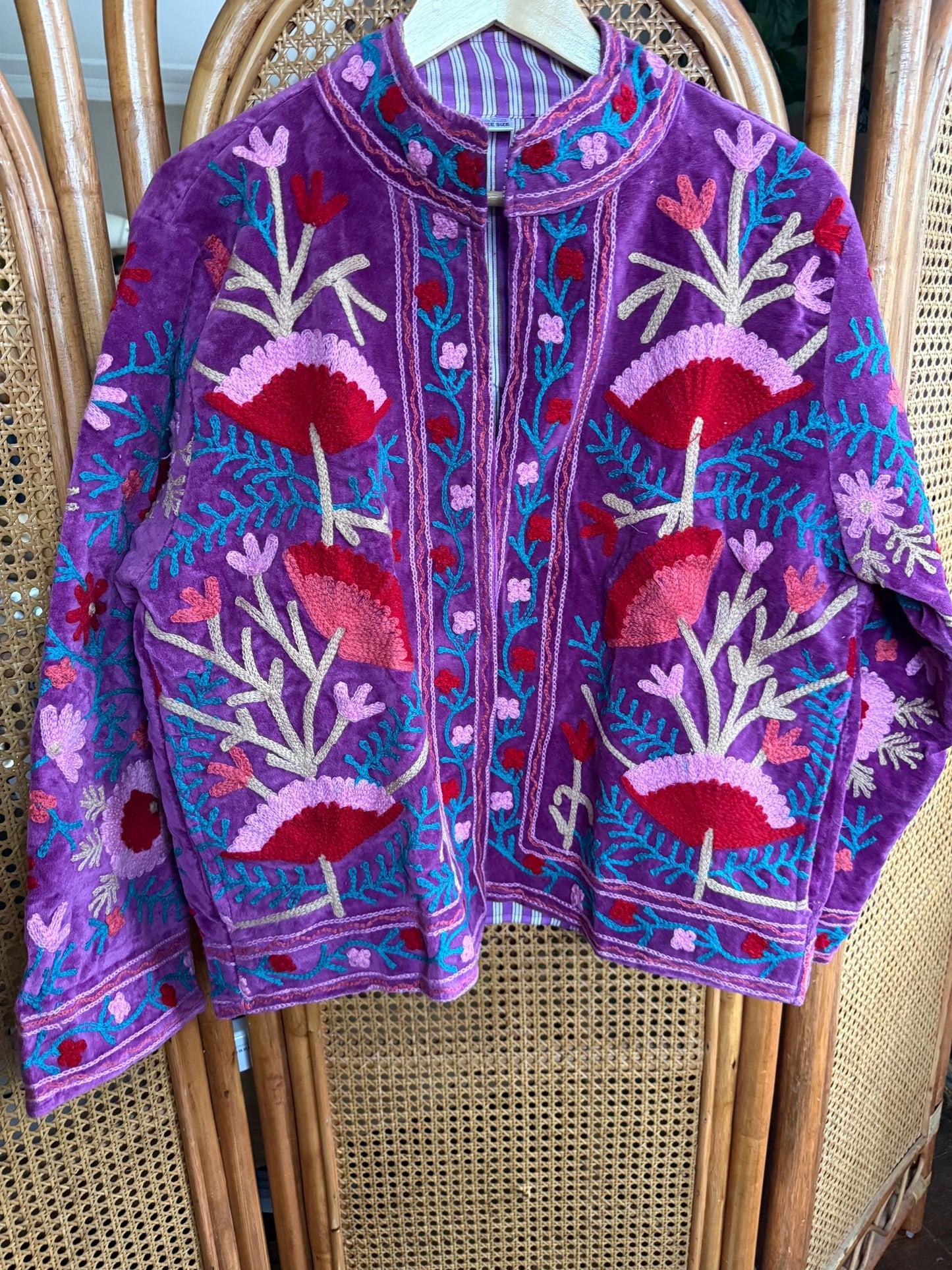 Velvet Indian Jacket  Luxury Handcrafted Velvet Jacket flowers