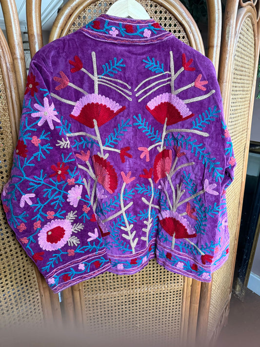 Velvet Indian Jacket  Luxury Handcrafted Velvet Jacket flowers