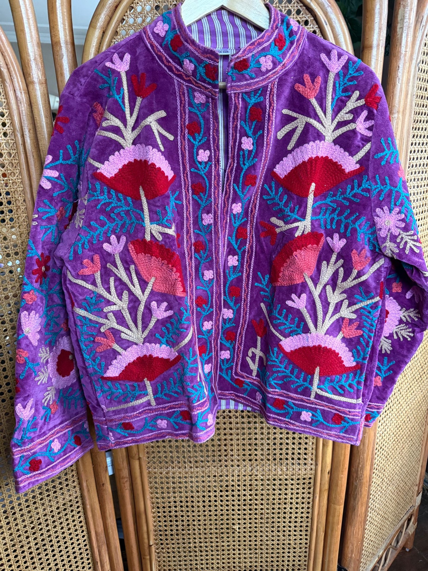 Velvet Indian Jacket  Luxury Handcrafted Velvet Jacket flowers