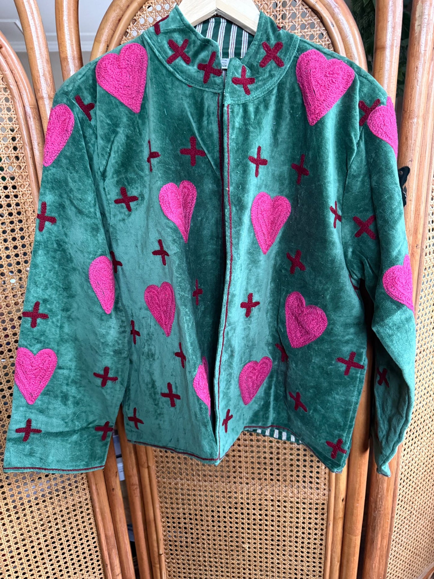 Velvet Indian Jacket  Luxury Handcrafted Velvet Jacket hearts