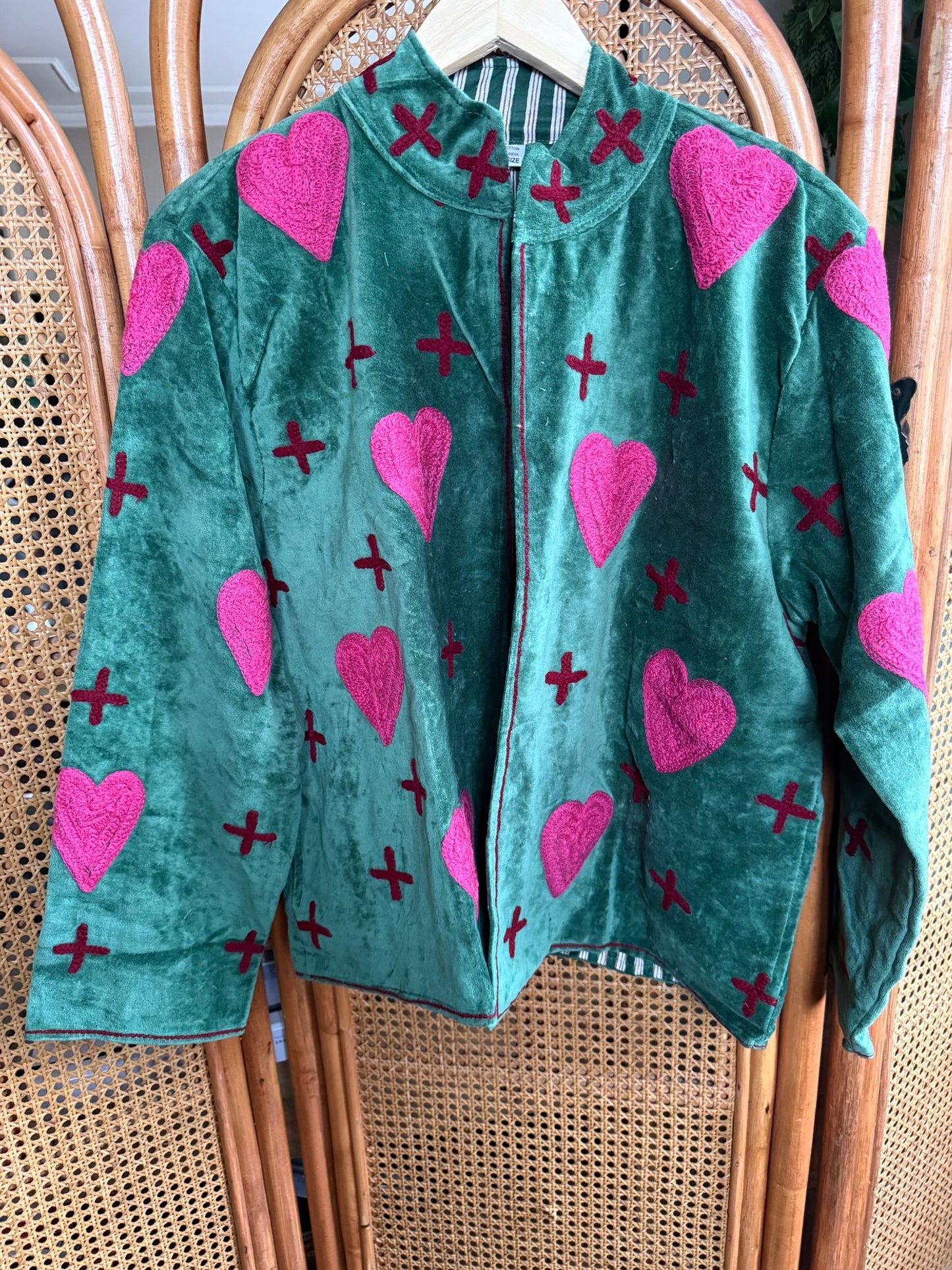 Velvet Indian Jacket  Luxury Handcrafted Velvet Jacket hearts