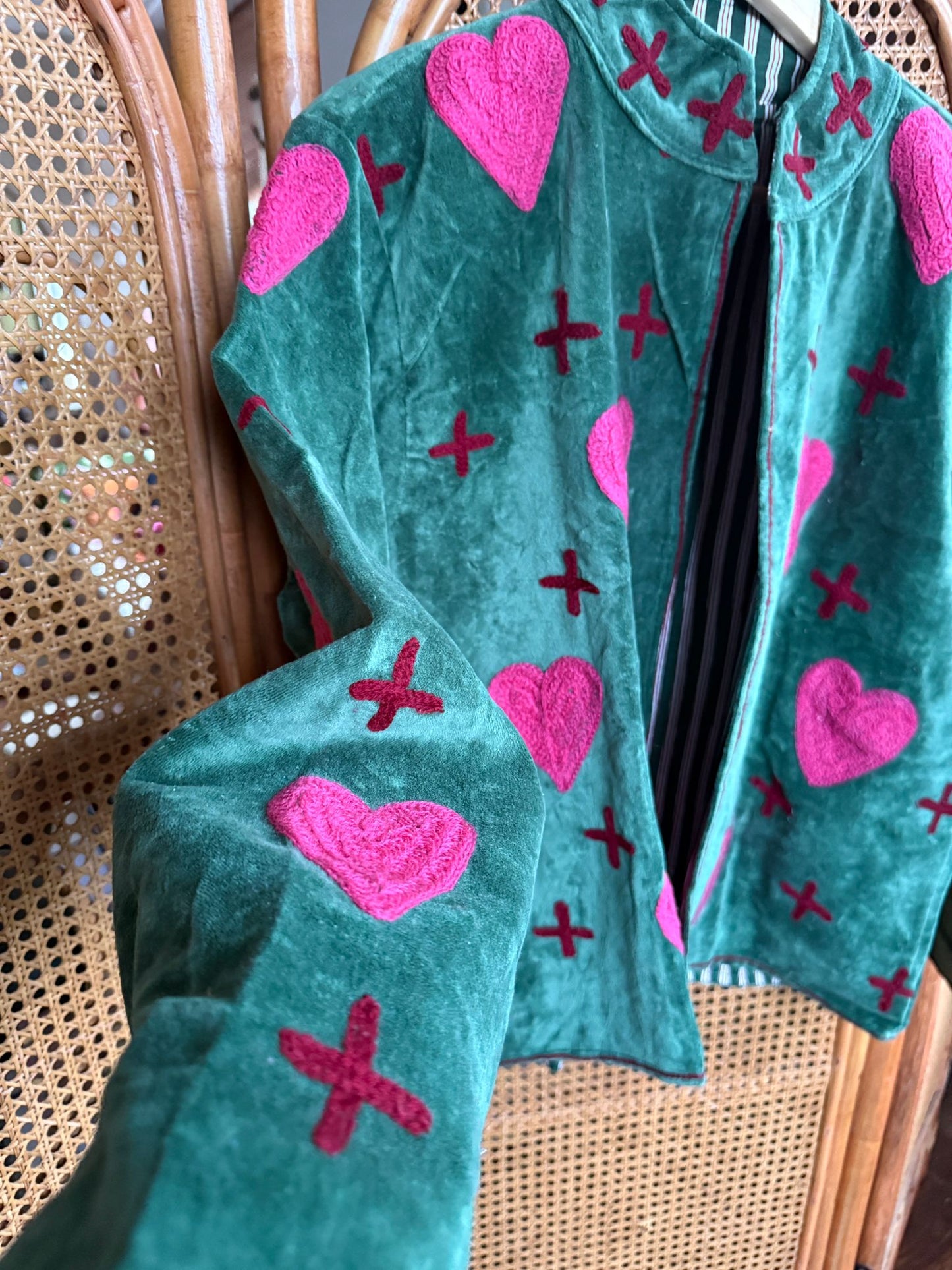 Velvet Indian Jacket  Luxury Handcrafted Velvet Jacket hearts
