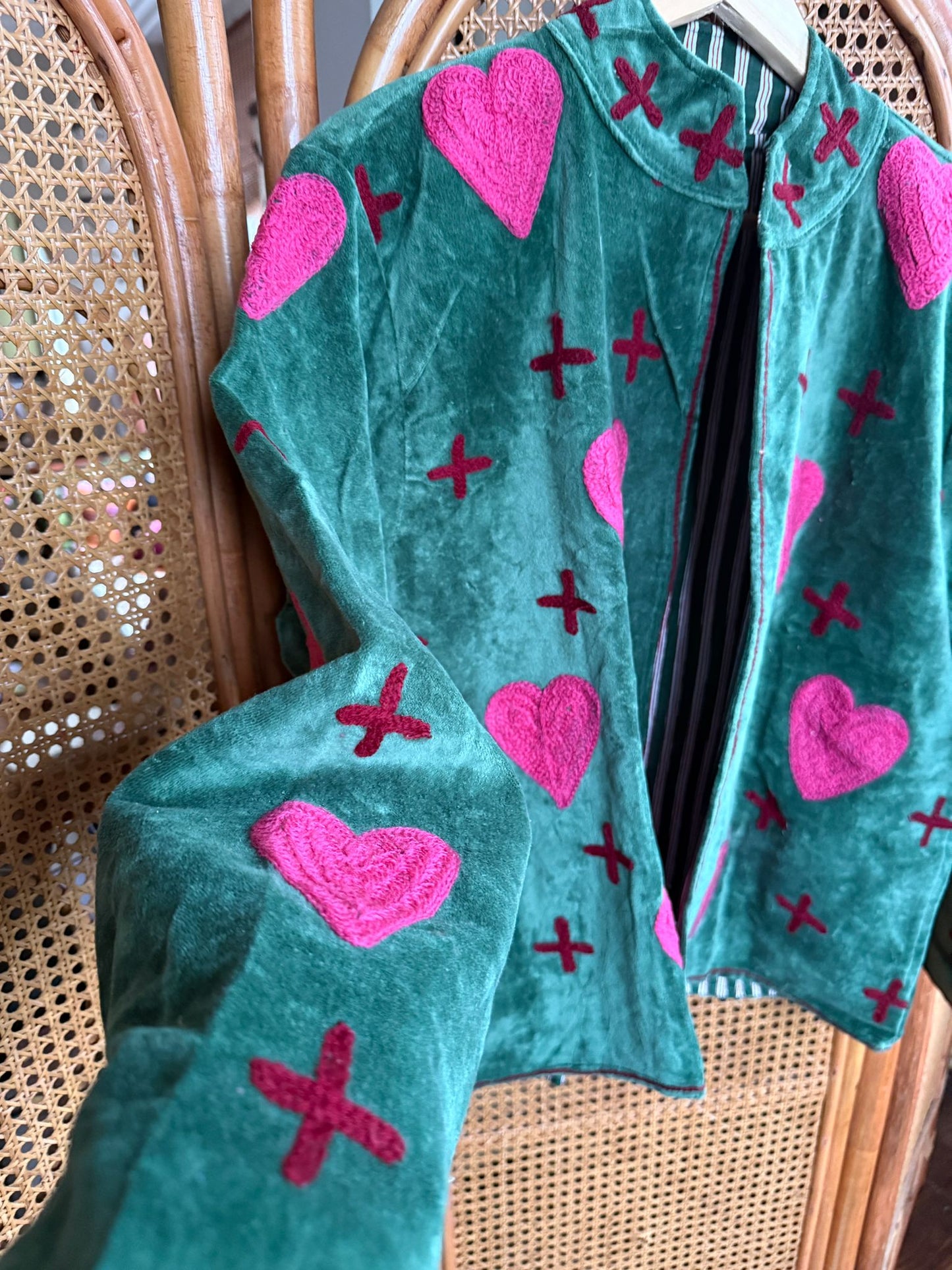 Velvet Indian Jacket  Luxury Handcrafted Velvet Jacket hearts