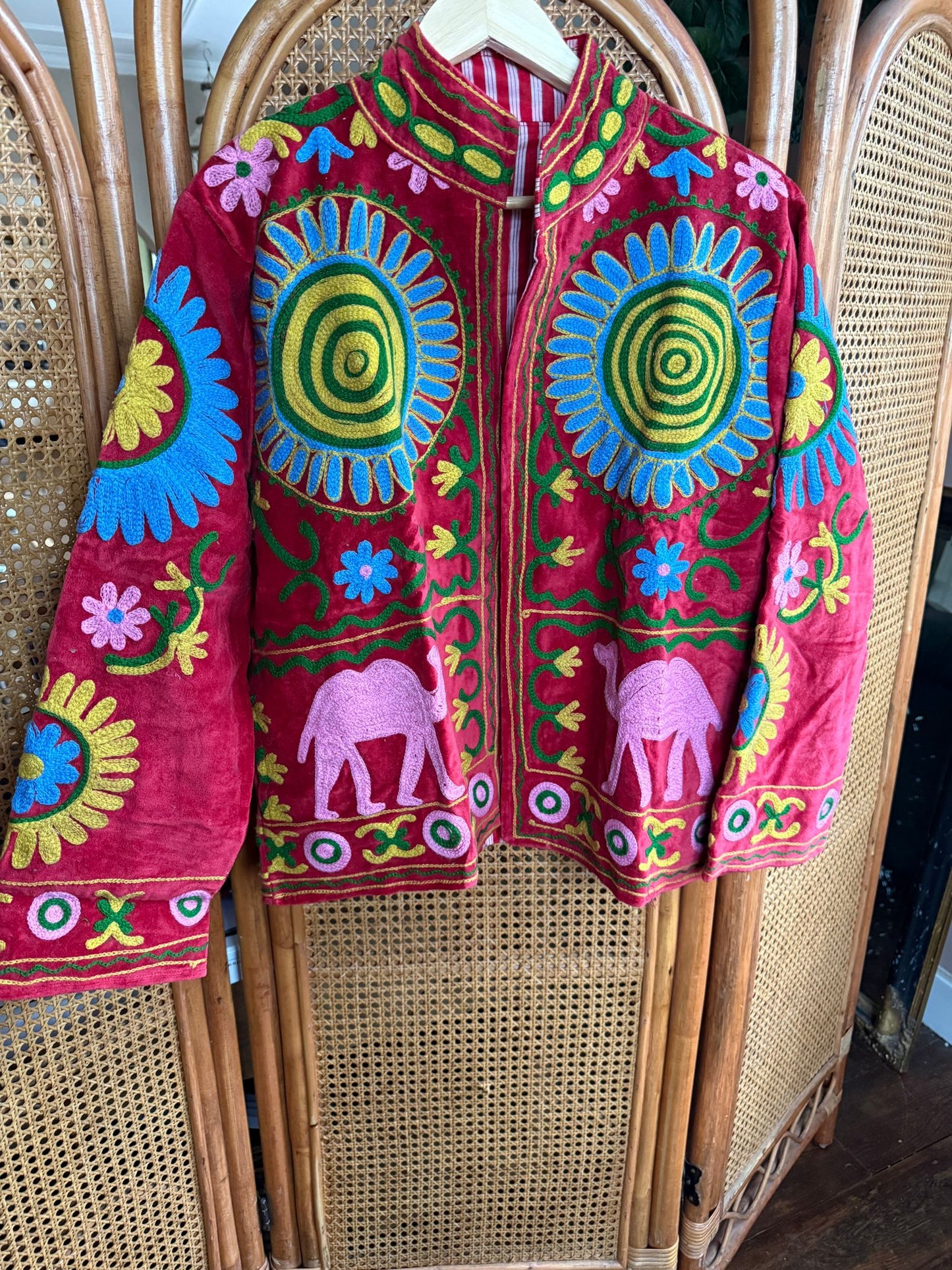 Velvet Indian Jacket  Luxury Handcrafted Velvet Jacket Camel