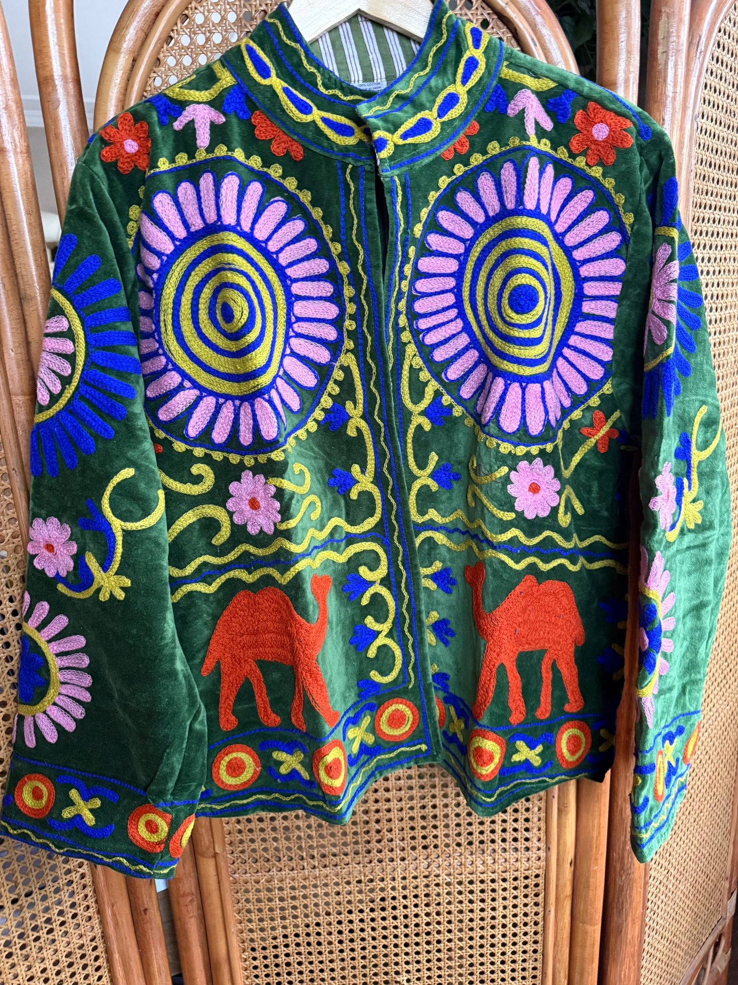 Velvet Indian Jacket  Luxury Handcrafted Velvet Jacket Camel