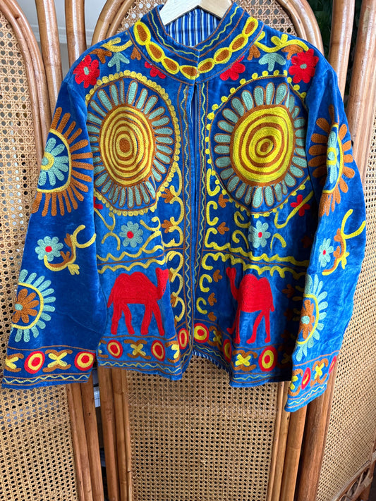 Velvet Indian Jacket  Luxury Handcrafted Velvet Jacket Camel